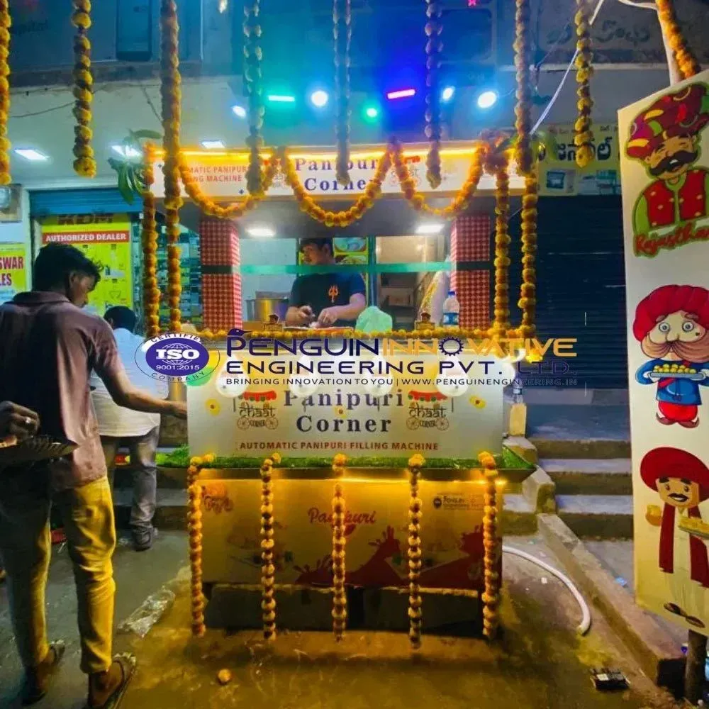 6 to 8 panipuri machine nozzles round with serving counter